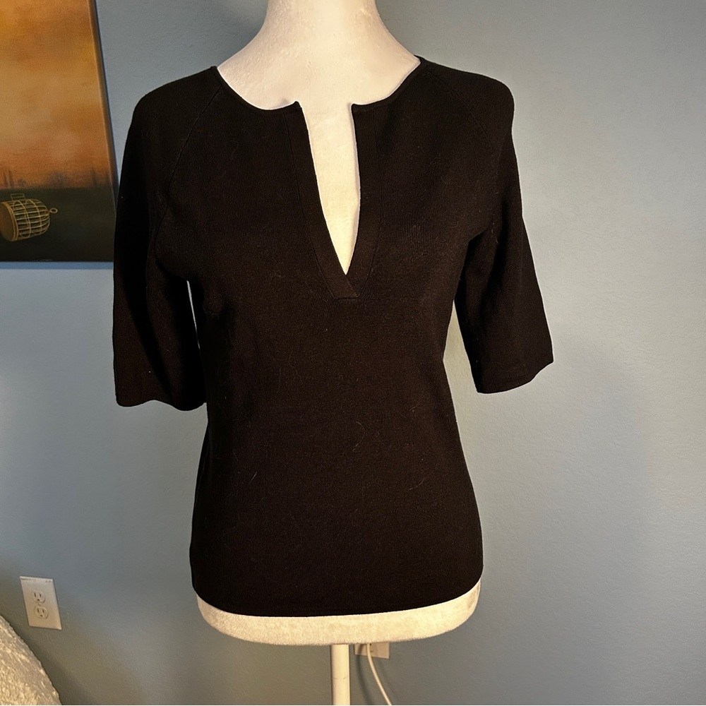 Urchin Mark Eisen Mid-sleeve Black V-neck Sweater - L